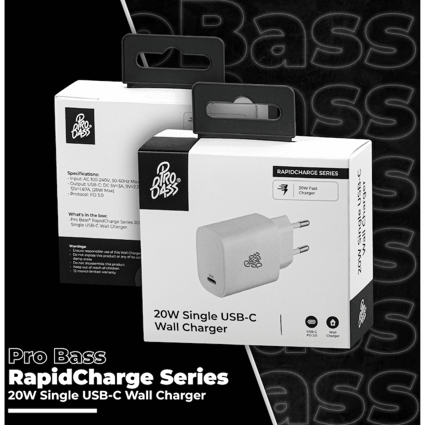 Pro Bass Rapidcharge Series 20w+18w Dual USB and Type-C Wall Charger thumbnail 13