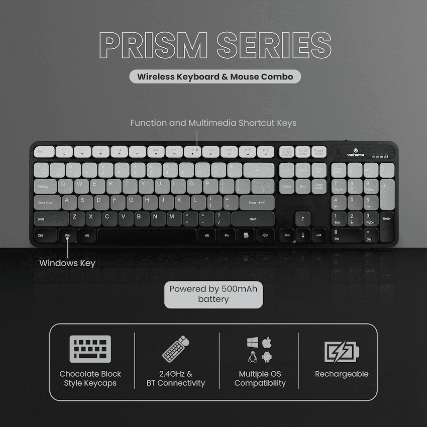 Volkano Prism Series Bluetooth Wireless Keyboard and Mouse thumbnail 3