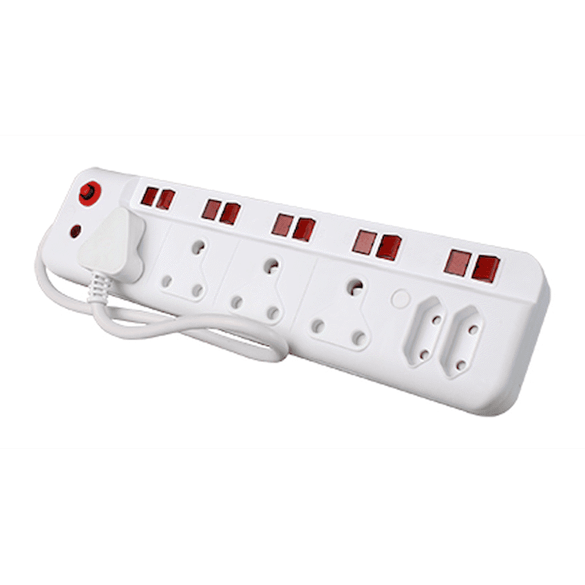 Ellies 6 Way  Multiplug With Illuminated Switches