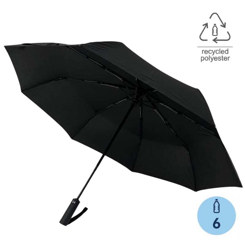 URBINO – Santhome RPET Auto-Open 23″ Umbrella with SPF50 UV Protection – Black