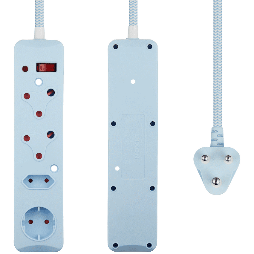 SWITCHED 4 Way Medium Surge Protected Multiplug 0.5M Braided Cord Blue thumbnail 3