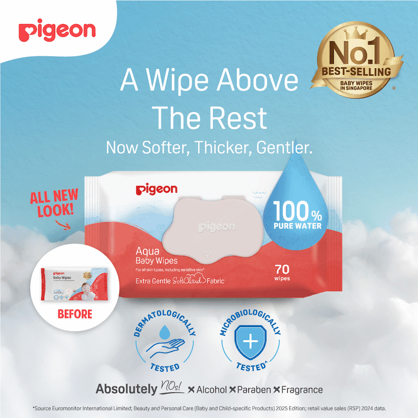 PIGEON AQUA BABY WIPES 70's FLIPTOP  3-IN-1