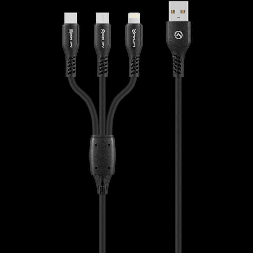 Amplify CoreCharge Series 1.2m 3-in-1 Cable - Black