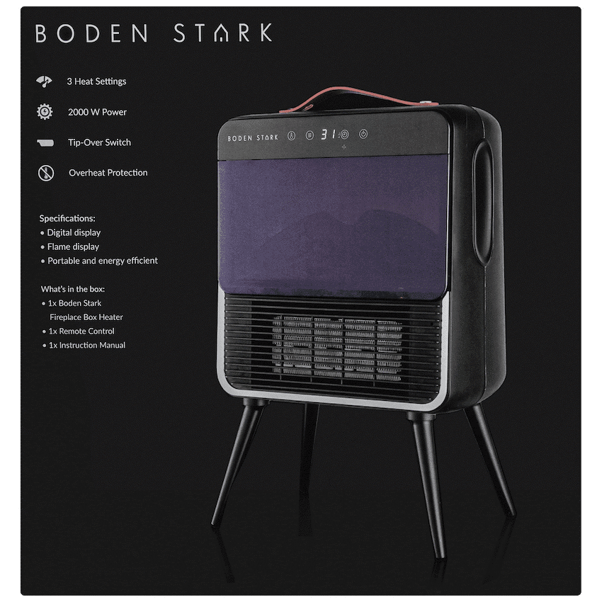Boden Stark Fireplace Box Heater