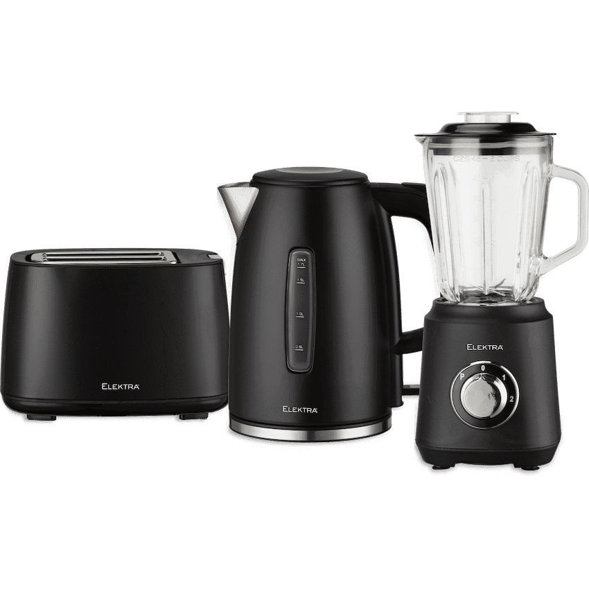 Elektra Kettle, Toaster and Blender Breakfast Set - Black