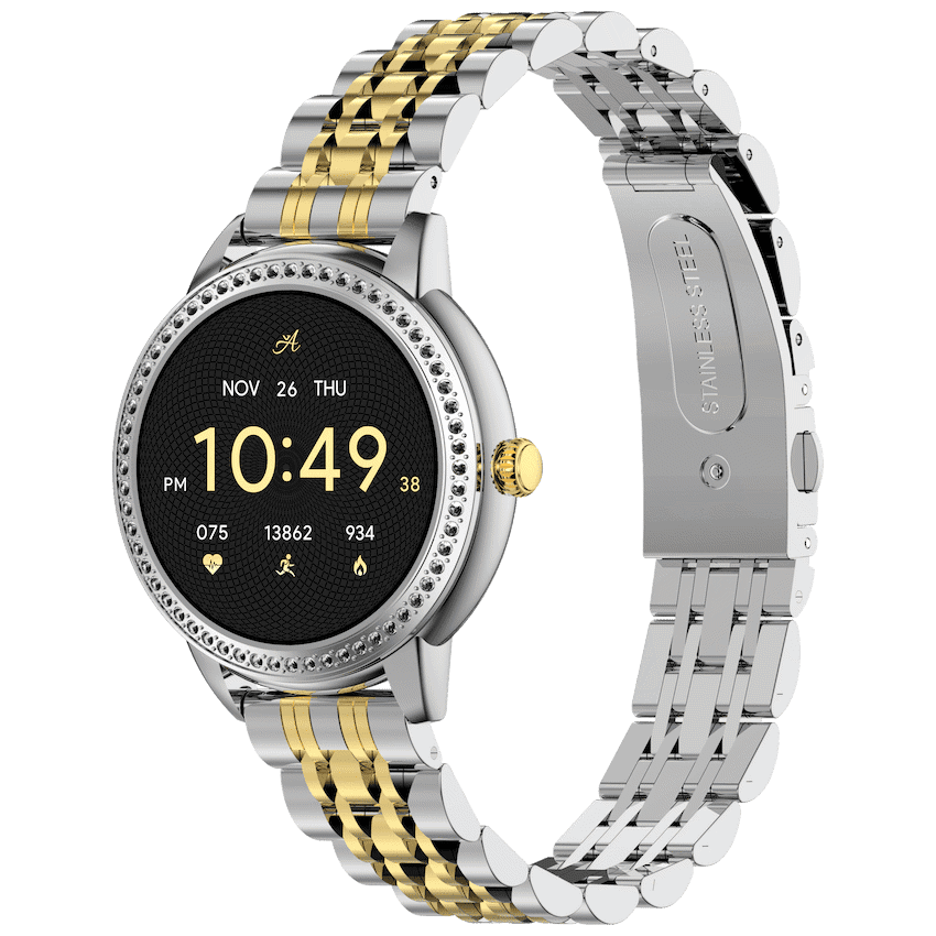 Volkano Ayla Collection Round Smartwatch With 2 Colour Metal link Strap