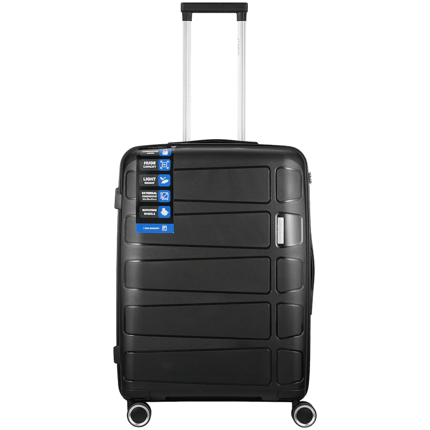 Travelwize Tourer PP 65cm 4-wheel Spinner Luggage Black