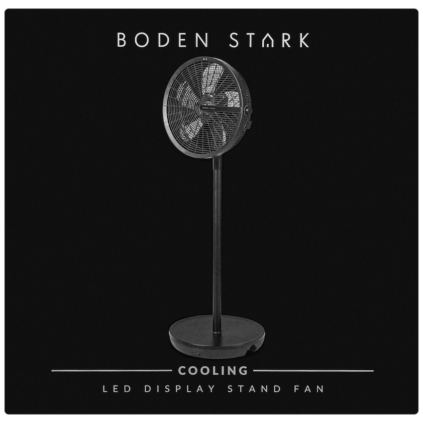 Boden Stark LED Display Stand Fan - Black