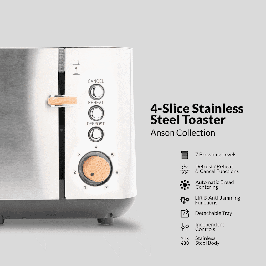 Boden Stark Anson Collection 4-Slice SS Toaster