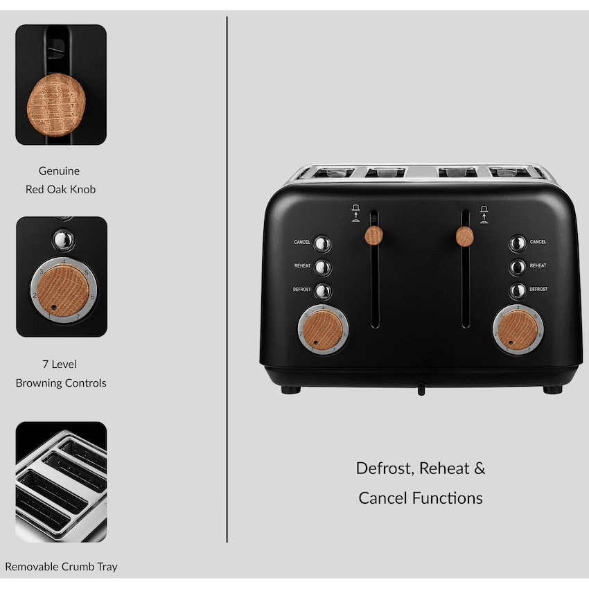 Boden Stark Anson Collection 4-Slice Stainless Steel Toaster - Black
