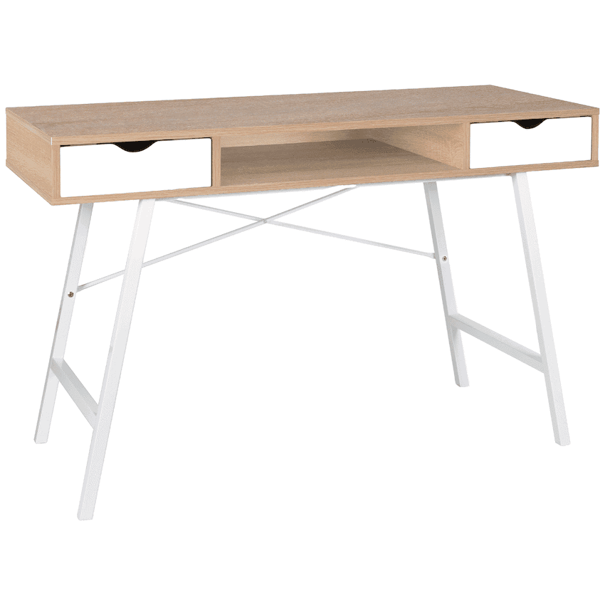Everfurn Rain Work Desk - Study Desk with Two Drawers, Steel Frame, Adjustable Feet