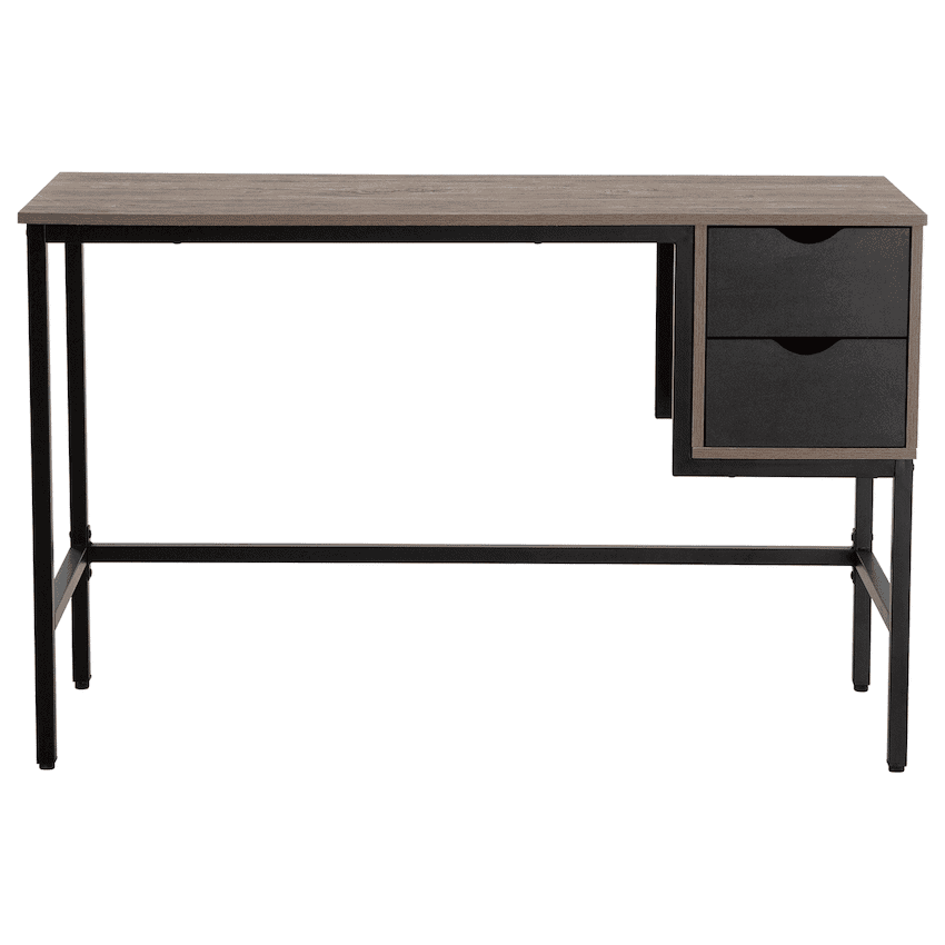 Everfurn Rampart Office Desk with Two Drawers, Powder-Coated Steel, Adjustable Feet