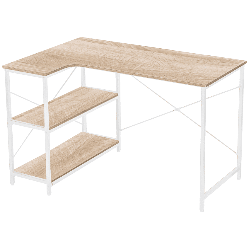 Everfurn Anthony Work Desk - Light Oak and White Frame
