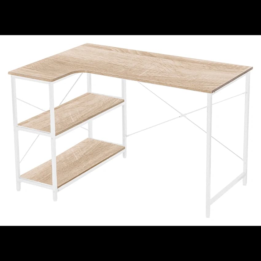 Everfurn Anthony Work Desk - Light Oak and White Frame