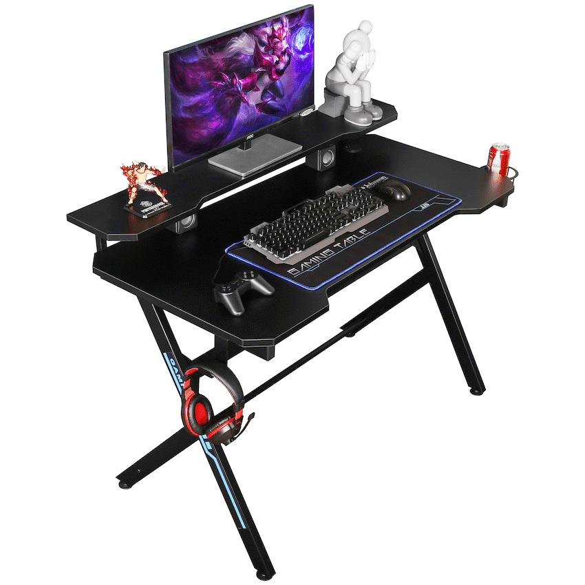 VX Gaming Donahue Gaming Desk - Black with Headphone Hook