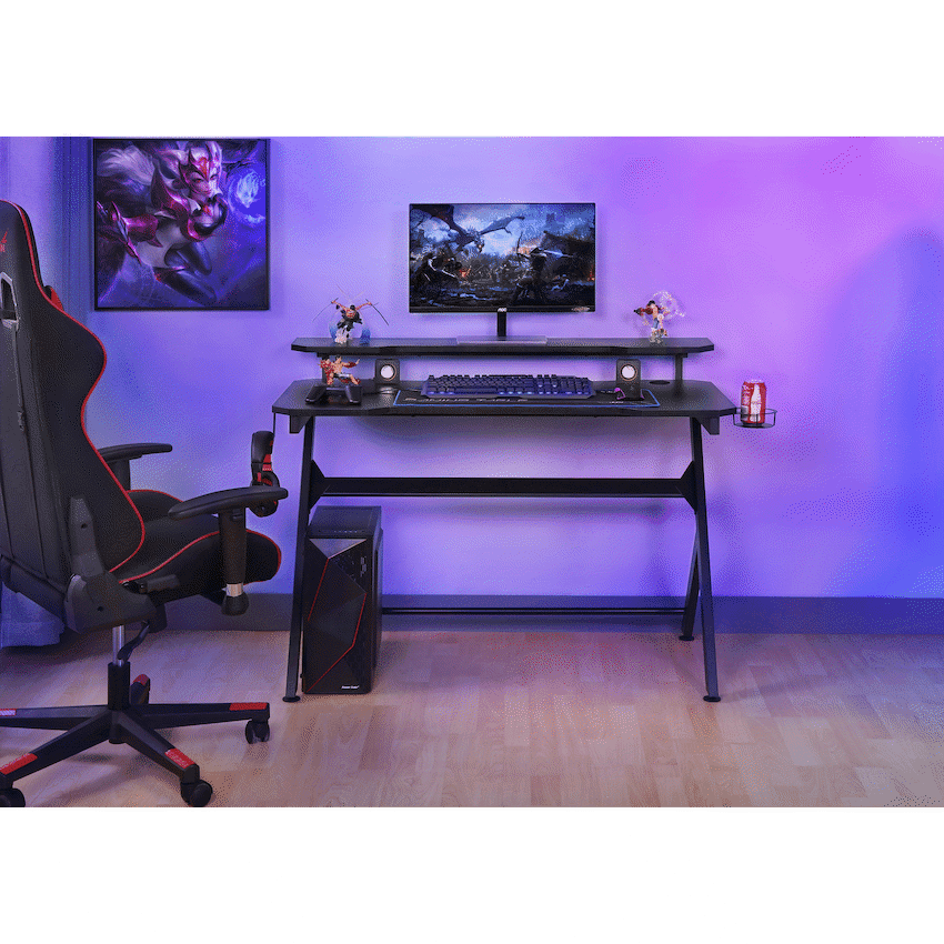 VX Gaming Donahue Gaming Desk - Black with Headphone Hook