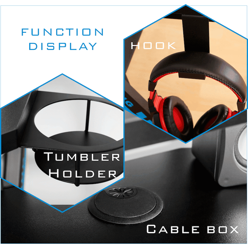 VX Gaming Donahue Gaming Desk - Black with Headphone Hook