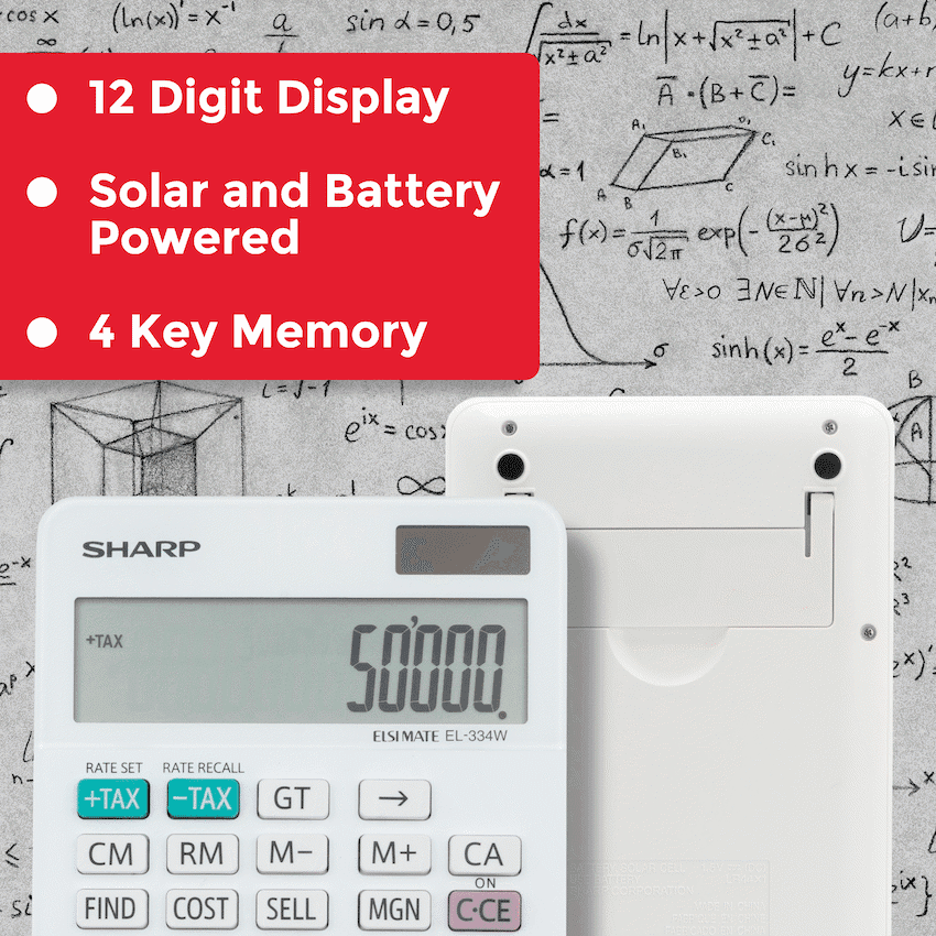 Sharp ElsiMate EL334WB - 12 Digit Desk Calculator