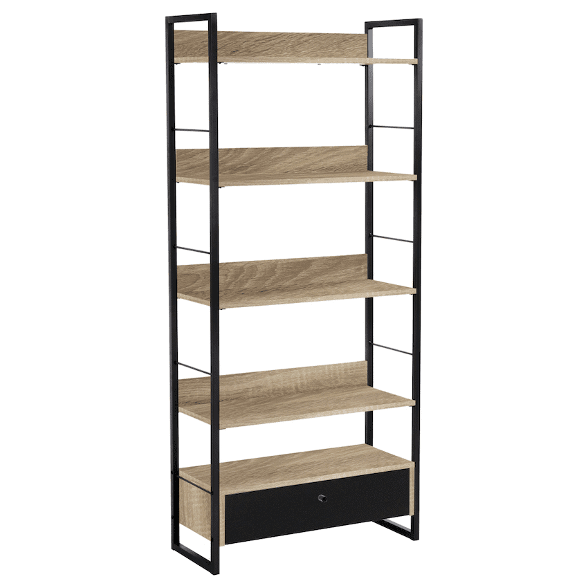 Everfurn Baltic Wide Bookshelf with Large Drawer