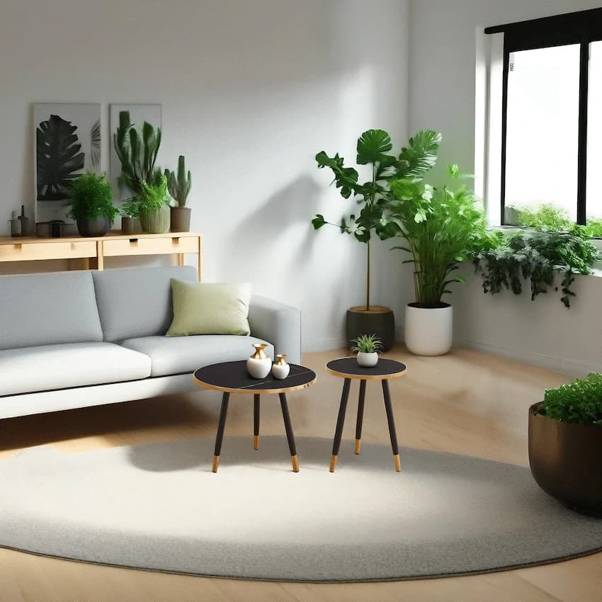 Everfurn Diana Coffee Table Black Marble with Black Legs