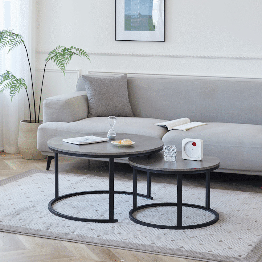 Everfurn Indus Nesting Coffee Table Marble Grey 2 - Piece