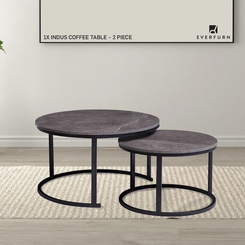 Everfurn Indus Nesting Coffee Table Marble Grey 2 - Piece
