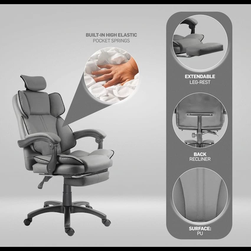 Everfurn Emperor High Back Chair - Grey