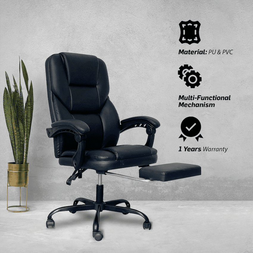 Everfurn Aries High Back Office Chair - Recline - Iron Base