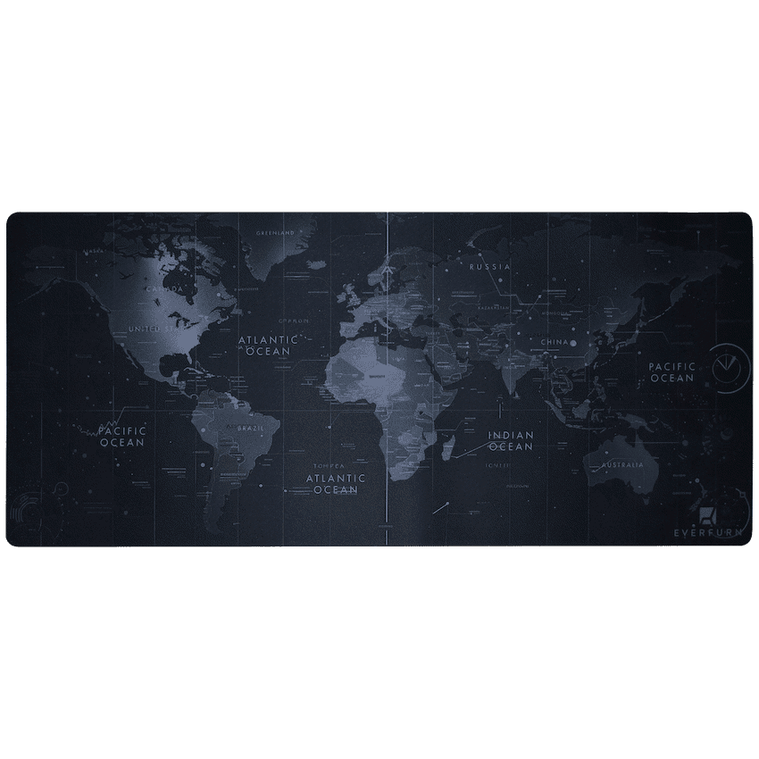 Everfurn Desk Mat - World Map - Large - Black - Non-Slip