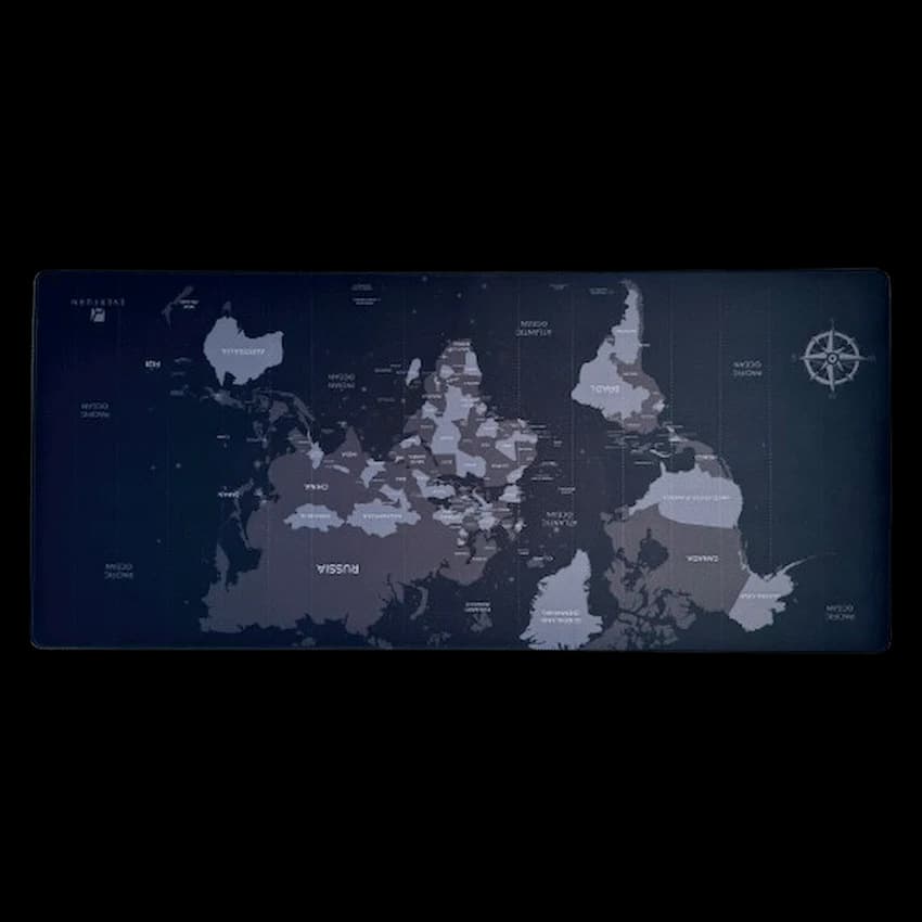 Everfurn Desk Mat - World Map - Large - Black - Non-Slip