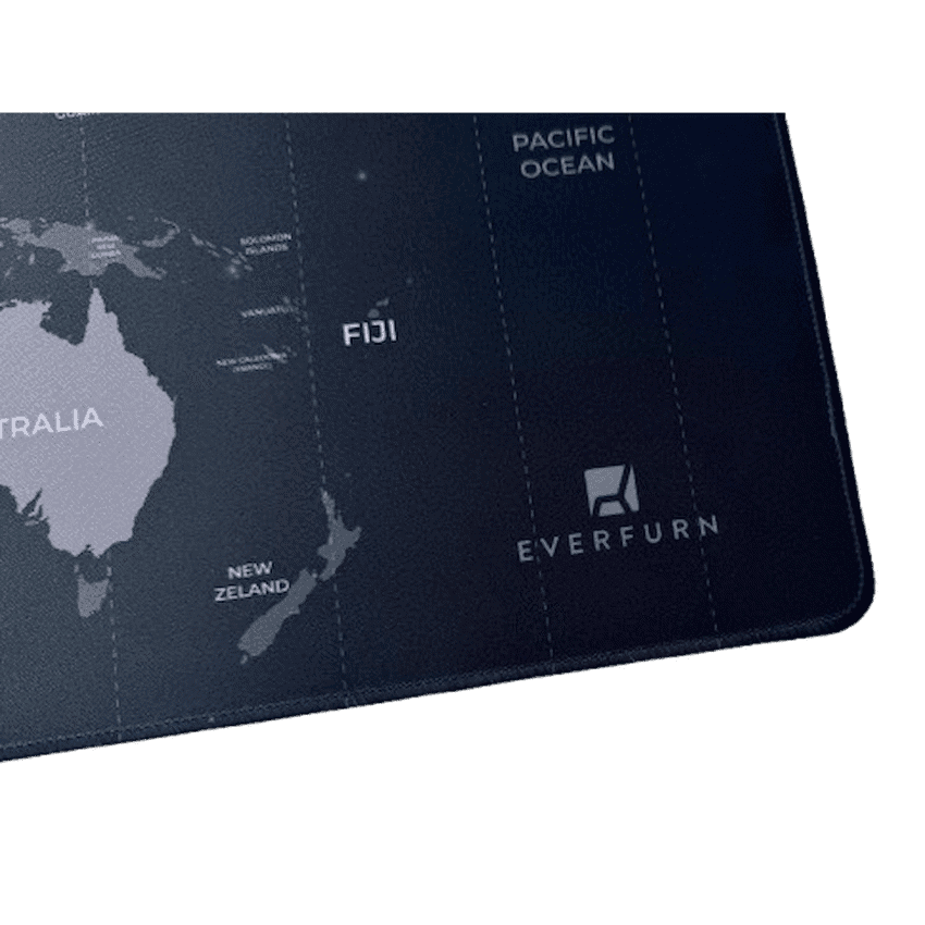 Everfurn Desk Mat - World Map - Large - Black - Non-Slip
