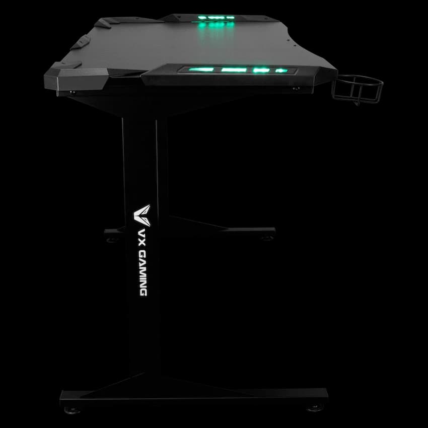 Fortress Gaming Desk with RGB Lights, Cup Holder