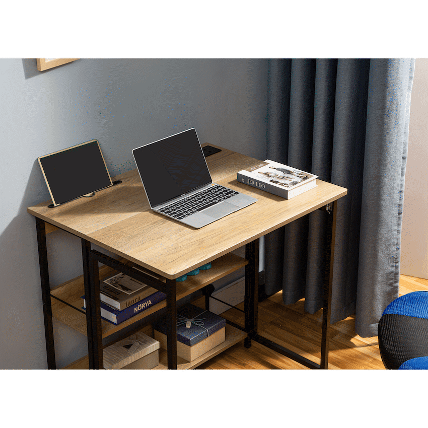 Everfurn Viron Folding Desk with 2-Prong Plugs and USB