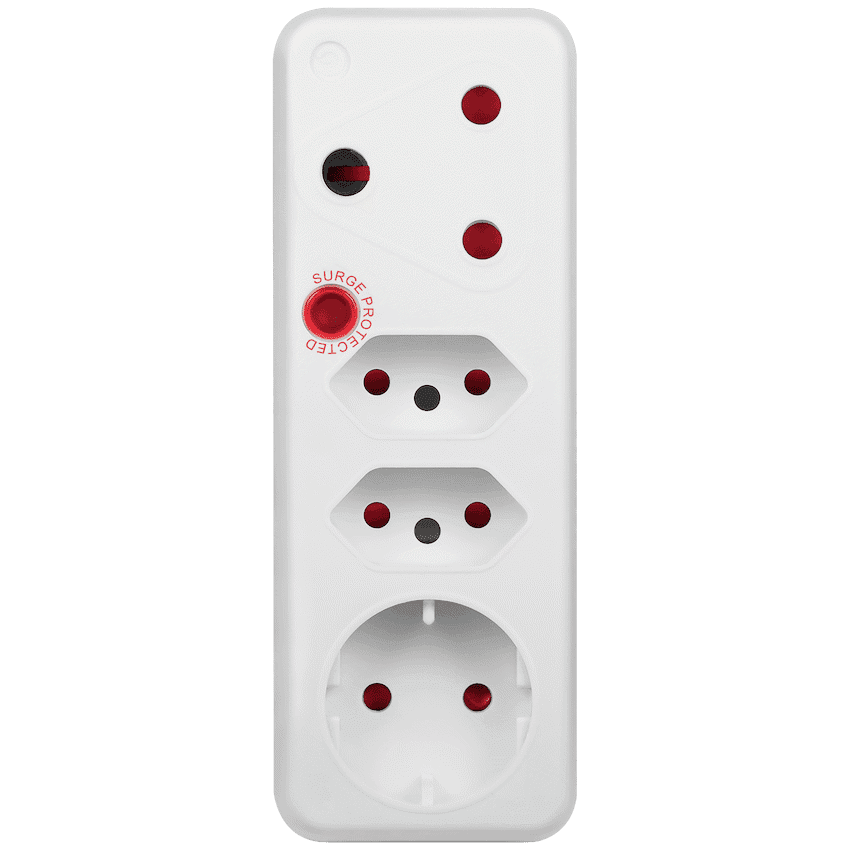 Ellies 4-Way Medium Surge Adaptor with Schuko - White