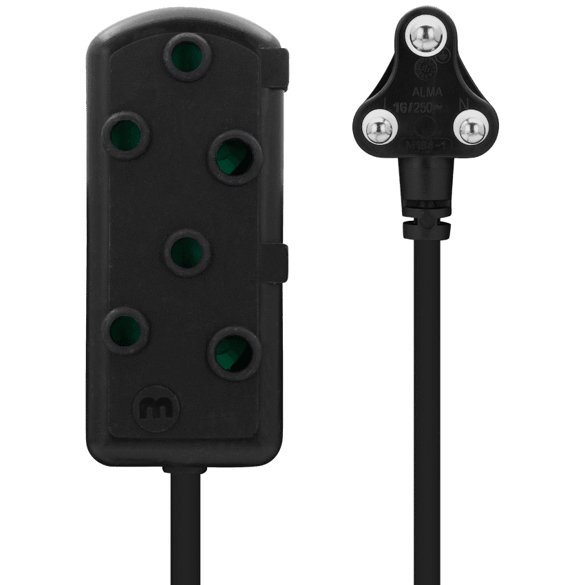 Ellies Side-by-Side Light-Duty Extension Lead - 3m - Black