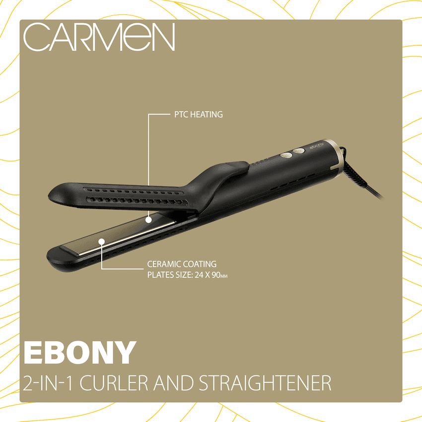 Carmen 2-in-1 Curler and Straightener - Ebony