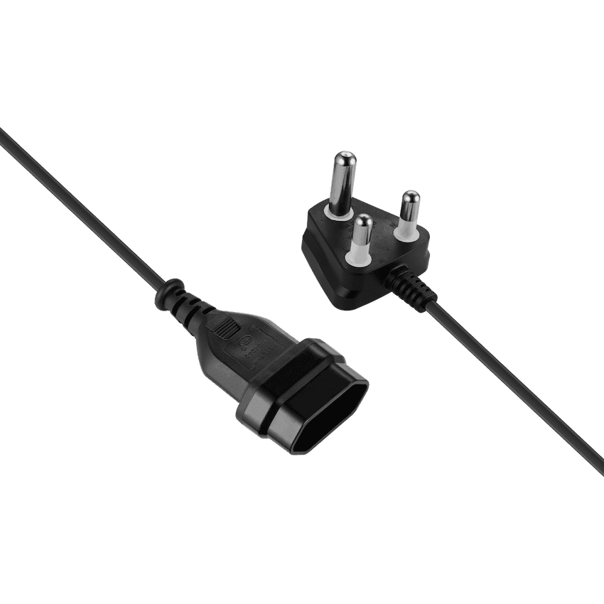 Switched Easy Cable Extender SA 3-Pin to 2-Pin Euro Socket 2m - Black