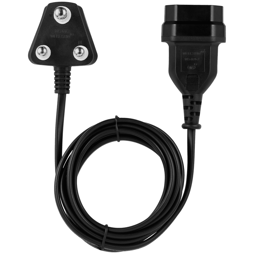 Switched Easy Cable Extender SA 3-Pin to 2-Pin Euro Socket 2m - Black
