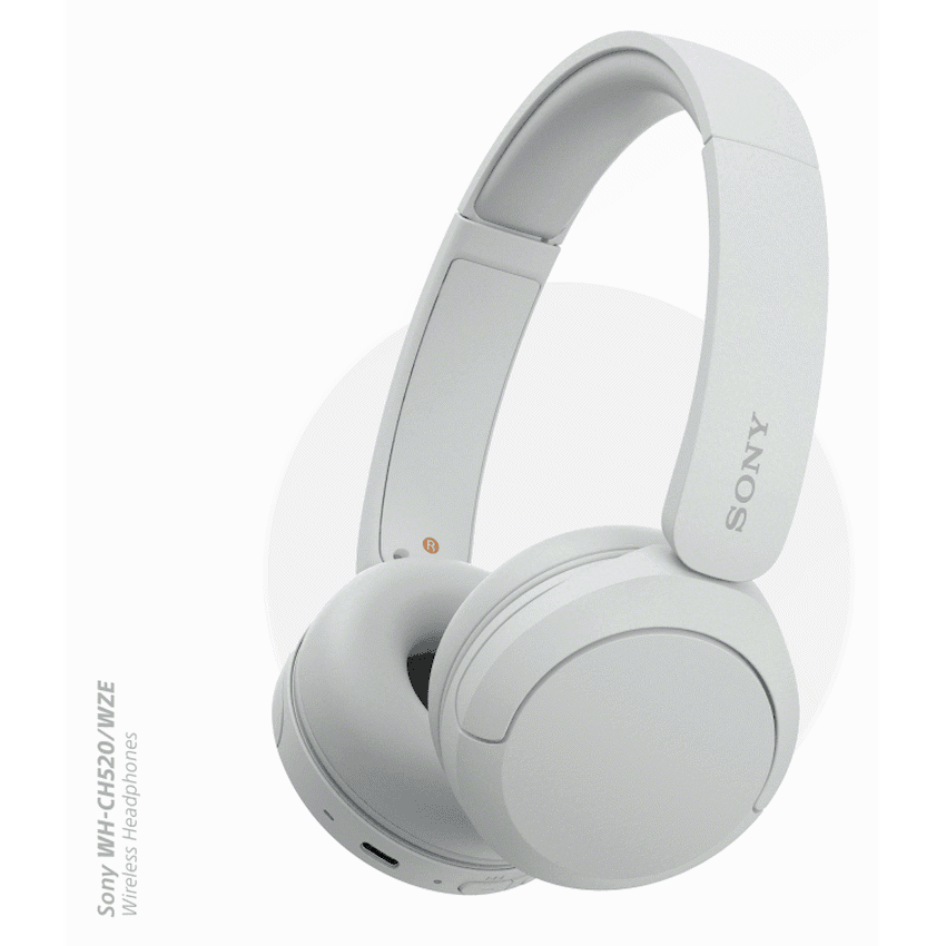 Sony WH-CH520 (White) Bluetooth On-Ear Headphones