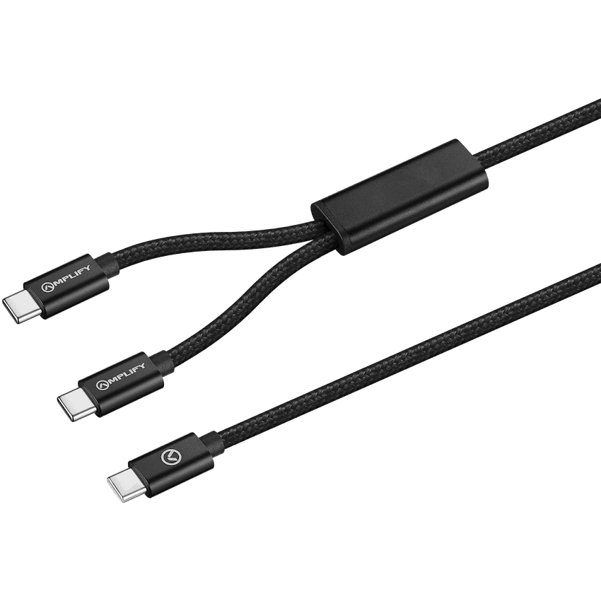 Amplify Linked Series USB-C to 2x USB-C Braided Cable 1.2m - Black