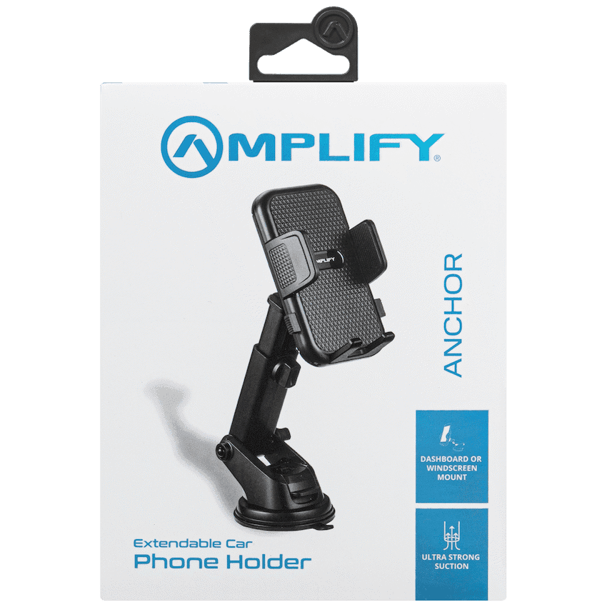 Amplify Anchor Series Extendable Car Dash Mount Phone Holder - Black