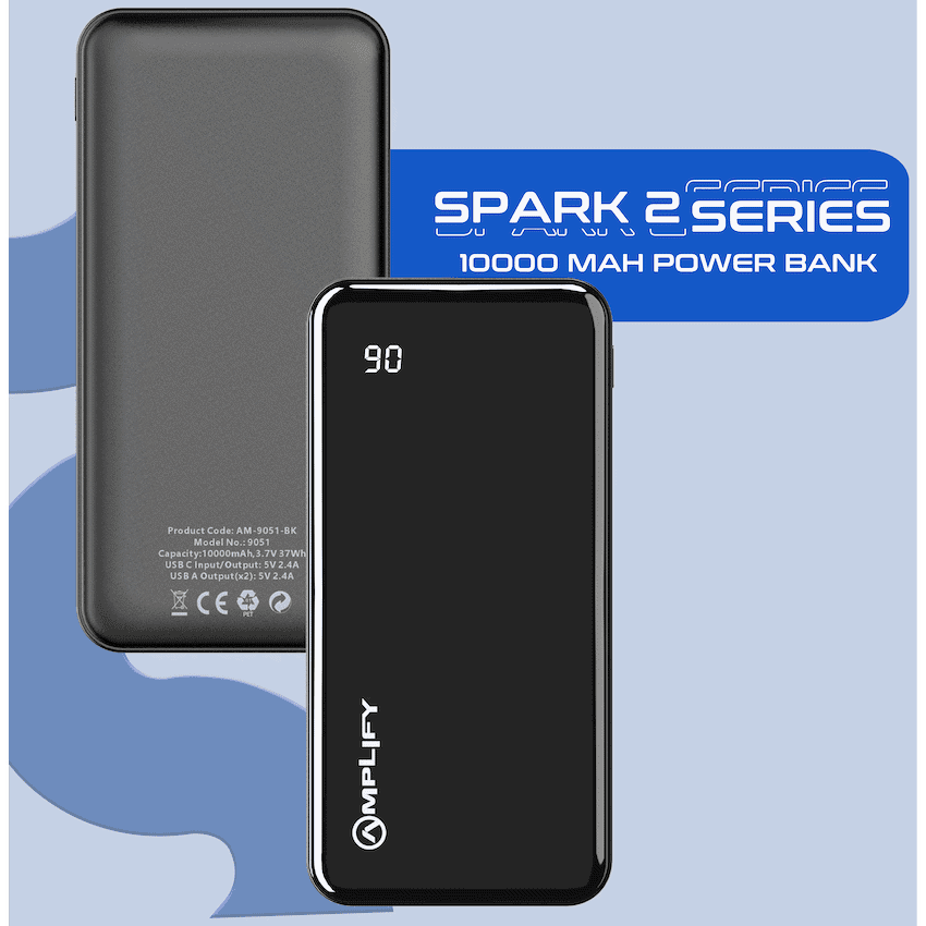 Amplify Spark 2 Series 10 000 mAh Power Bank - Black