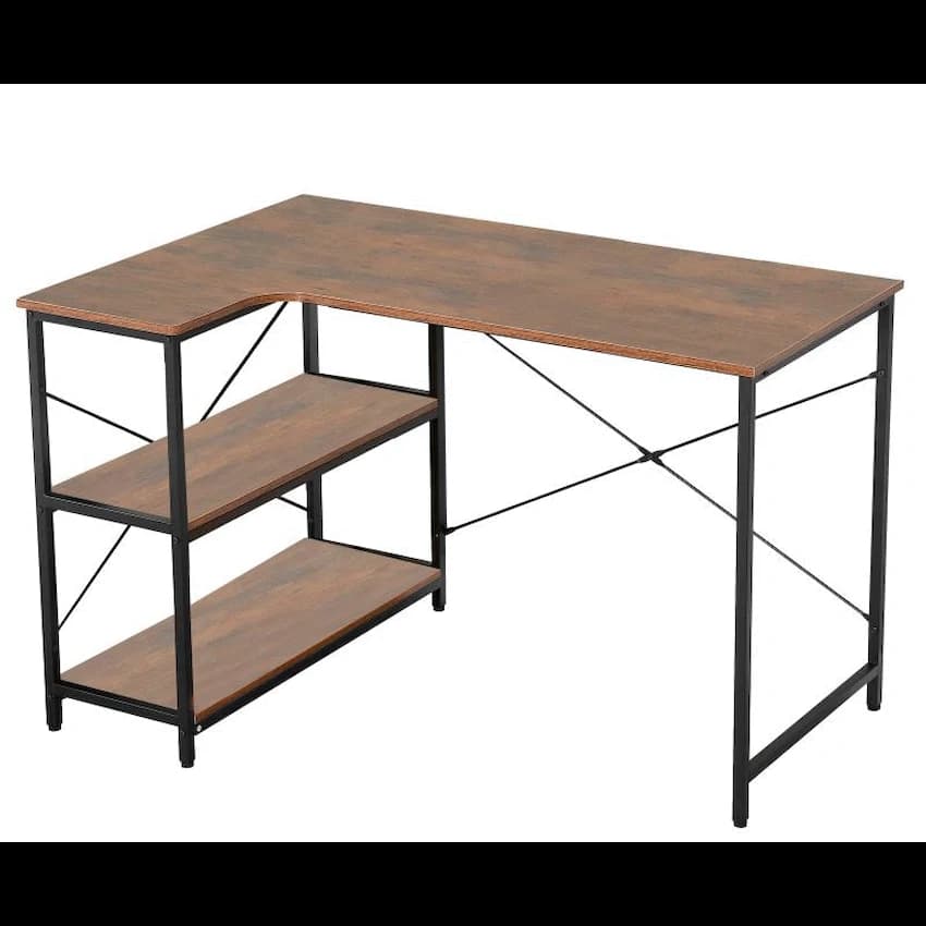 Everfurn Anthony L-Shaped Corner Work Desk - Steel Frame