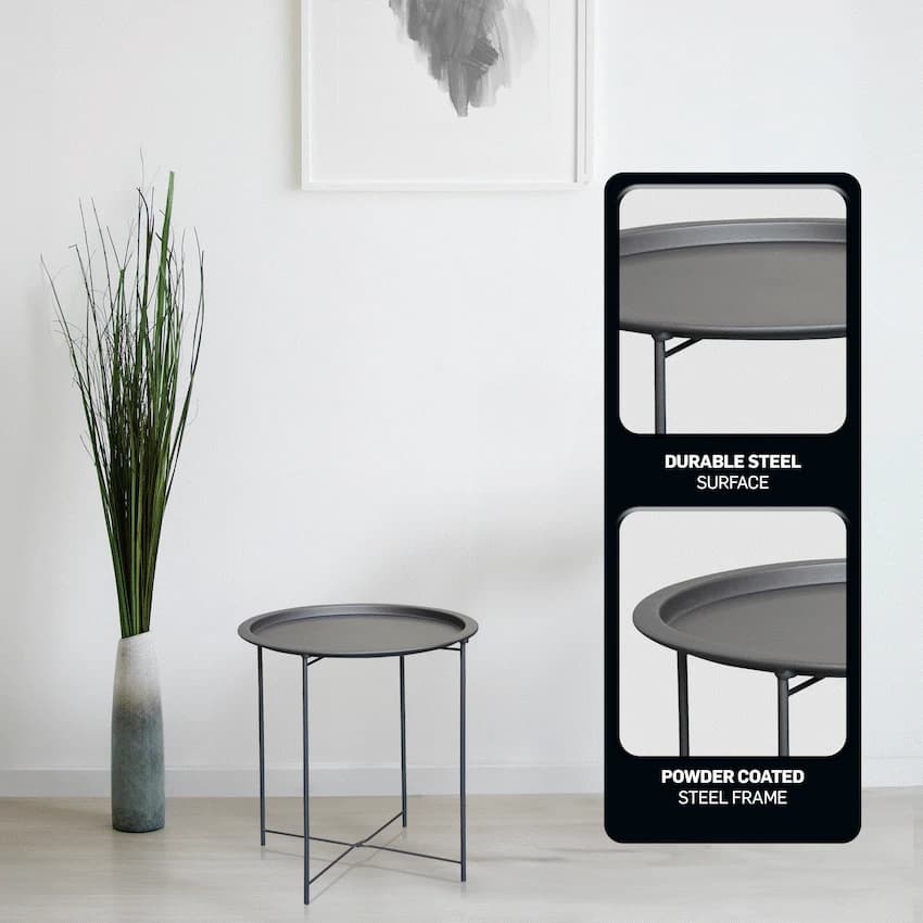 Everfurn Nala Side Table Black, Painted MDF, Steel Frame, 2 Pack