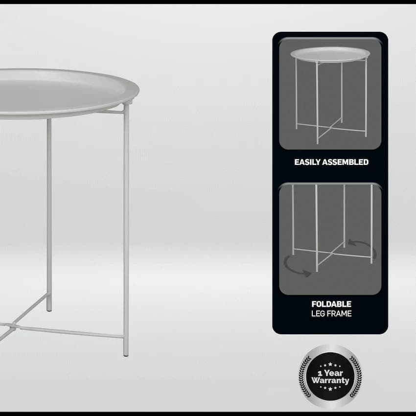Everfurn Nala Side Table White, Painted MDF, Steel Frame, 2 Pack