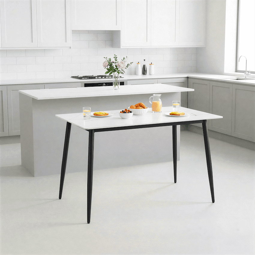 Everfurn Theo Dining Table, Sintered Stone Top - White
