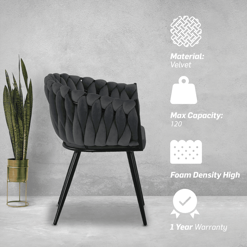 Everfurn Opulent Large Velvet Casual Chair - Grey - 2 Pack