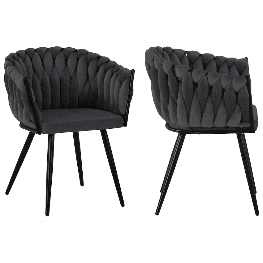 Everfurn Opulent Large Velvet Casual Chair - Grey - 2 Pack