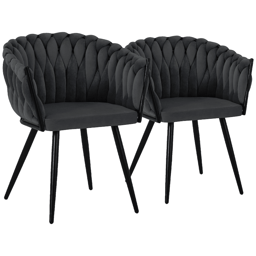 Everfurn Opulent Large Velvet Casual Chair - Grey - 2 Pack