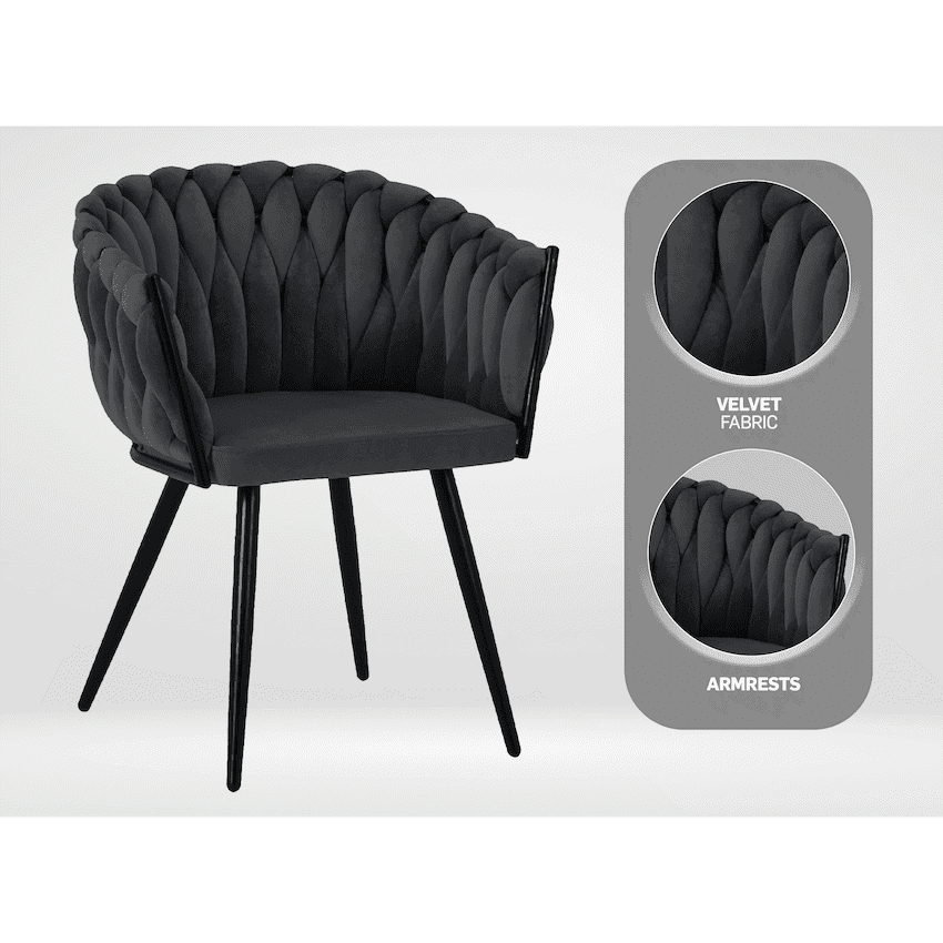 Everfurn Opulent Large Velvet Casual Chair - Grey - 2 Pack
